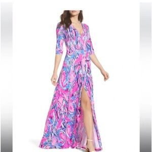 lilly pulitzer jasmyn tiered maxi dress Lilly Pulitzer Women's Jasmyn Tiered Maxi Dress (Coastal Blue Ltwt Oxford Stripe) (Size 16)